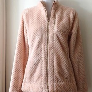 Calvin Klein fuzzy zip up jacket with pockets/ size Small